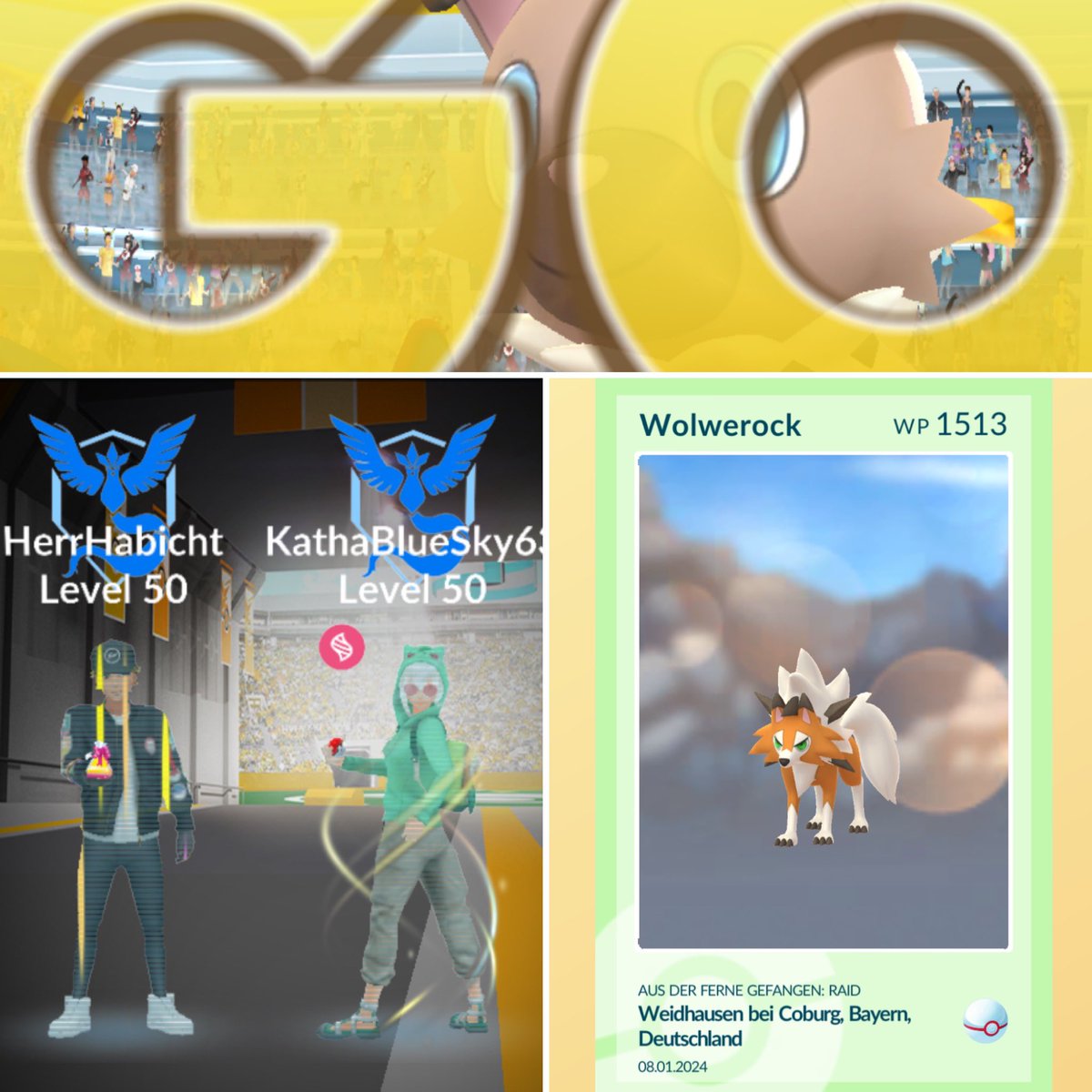 KathaBlueSky's tweet image. Moin Moin ⚓️

Danke 🤗 @HerrHabicht für die Raideinladung ! 

Das erste Wuffels  mit der neuen Entwicklung 🥳

Dusk Form #Lycanroc #Pokemonraid #PokemonGO