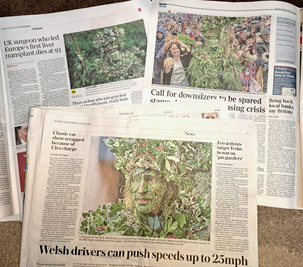 The Green Man is pictured in <a href="/thetimes/">The Times and The Sunday Times</a> <a href="/guardian/">The Guardian</a> and <a href="/TheTelegraphUK/">The Telegraph</a> today.
#TwelfthNight #greenman #thelionspart