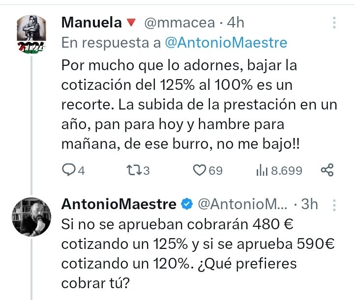 honrubiahurtado's tweet photo. Joder, ahora entiendo que diga que no hay recorte. 1 Para los perceptores del subsidio de +52 no se aplica la subida. 2 Se cotiza con referencia a la base mínima de cotización, no a la cuantía percibida. A ver si no miente y simplemente está "confundido" 🤷 https://t.co/QodBOHmJJf