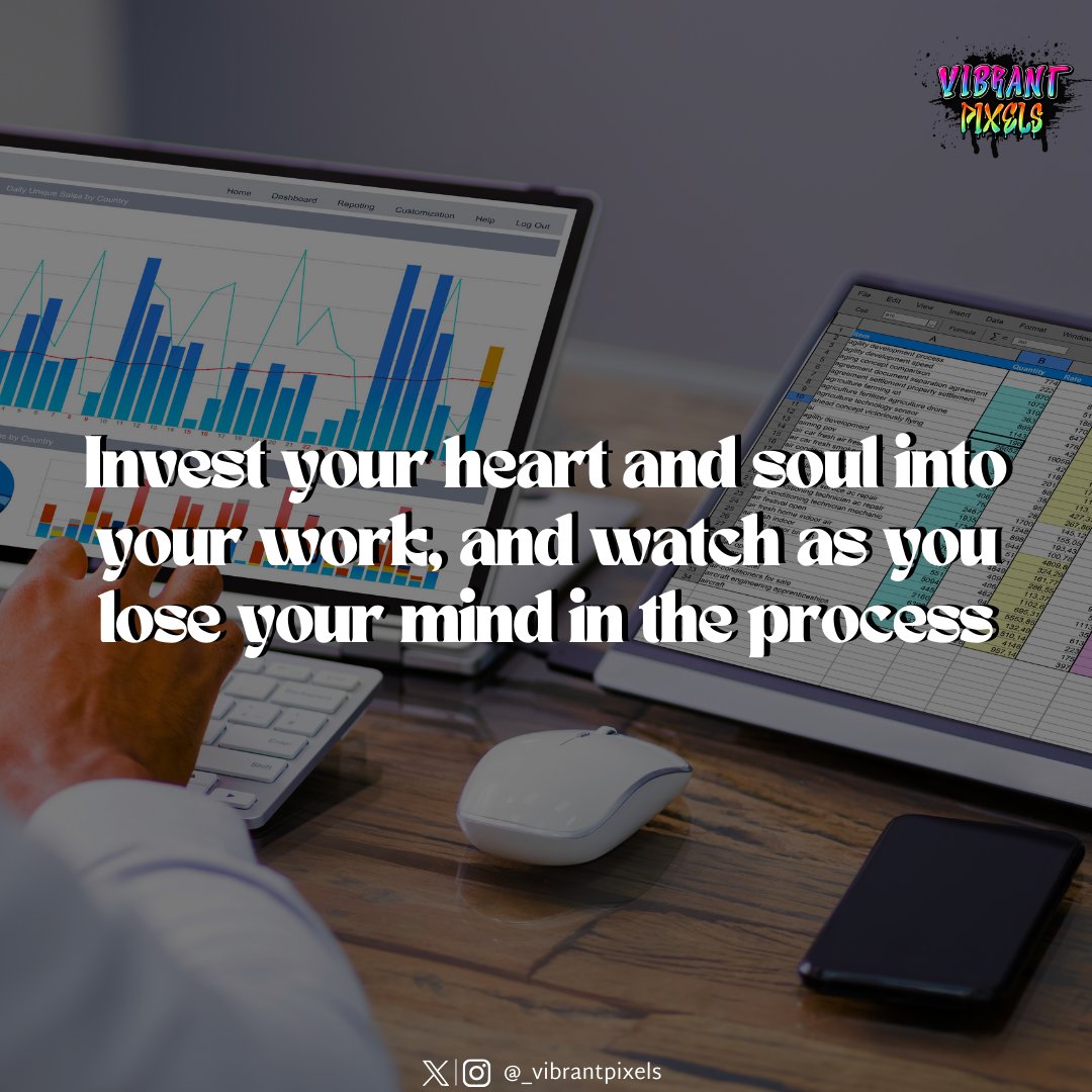 _vibrantpixels's tweet photo. Pour your heart and soul into your work, and witness the beautiful madness as passion consumes the mind. 🌟❤️🧠 

#quotes #quoteoftheday #quotesdaily #quotestoliveby #motivationquotes #SuccessMindset #MorningMotivation  #vibrantpixels https://t.co/Z67NsRCdlZ