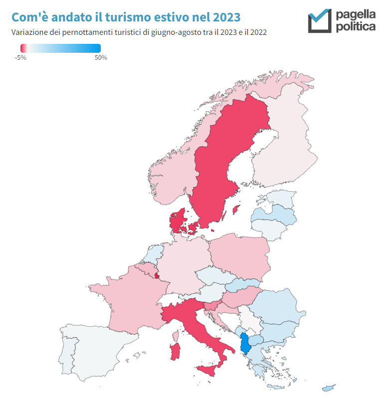 Ruffino_Lorenzo's tweet photo. L'Italia è tra i paesi che ha registrato il maggior calo di turisti nell'estate del 2023 rispetto a quella del 2022. L'Albania, di cui si è parlato tanto, ha fatto un +50% 

Mio articolo su @PagellaPolitica: https://t.co/KioLumPyKb https://t.co/SmX0K6lLrp