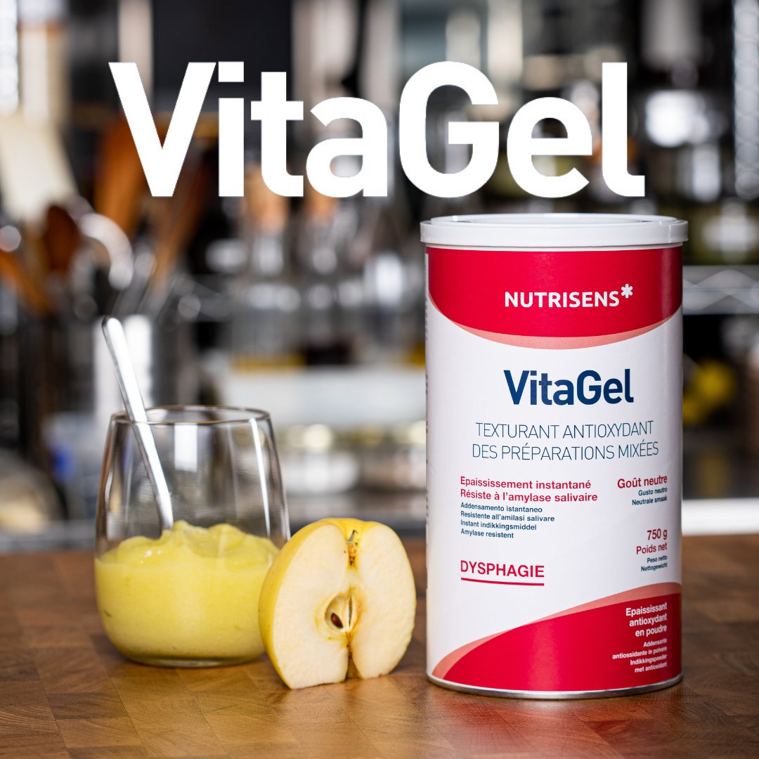 [VitaGel - Nouveauté]
🍎🍐🍅 Nutrisens a développé VitaGel.

🥄Découvrez notre nouveau texturant antioxydant qui permet aux personnes souffrant de troubles de la déglutition de profiter des bienfaits des fruits et légumes crus mixés : vitamines, minéraux, fibres...