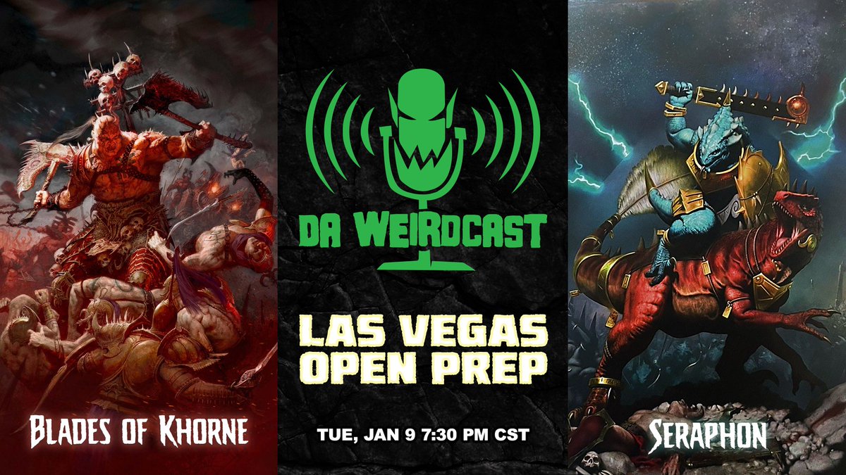 daweirdcast's tweet photo. The holidays are over so you know what that mean. Its time for  Warhammer! Come join tomorrow as the team preps for the biggest event of the year, LVO 2024!!! We go live at 7:30 CST over at https://t.co/3rxGfDIJkv. 

#warhammer #ageofsigmar https://t.co/ANHrsI1iPz