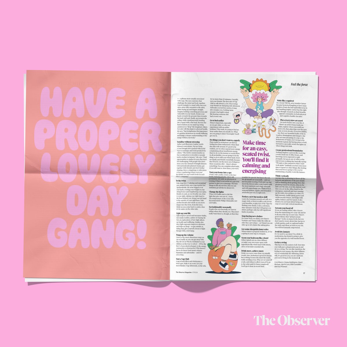 Handsome_Frank's tweet photo. Luke McConkey made a big splash in this weekends Observer Magazine and @guardian online.

His illustrations can be seen complementing Amy Flemings article covering 27 ways to boost your way through January.

https://t.co/tRUQ68hjKt https://t.co/oNKlPwb8Z5