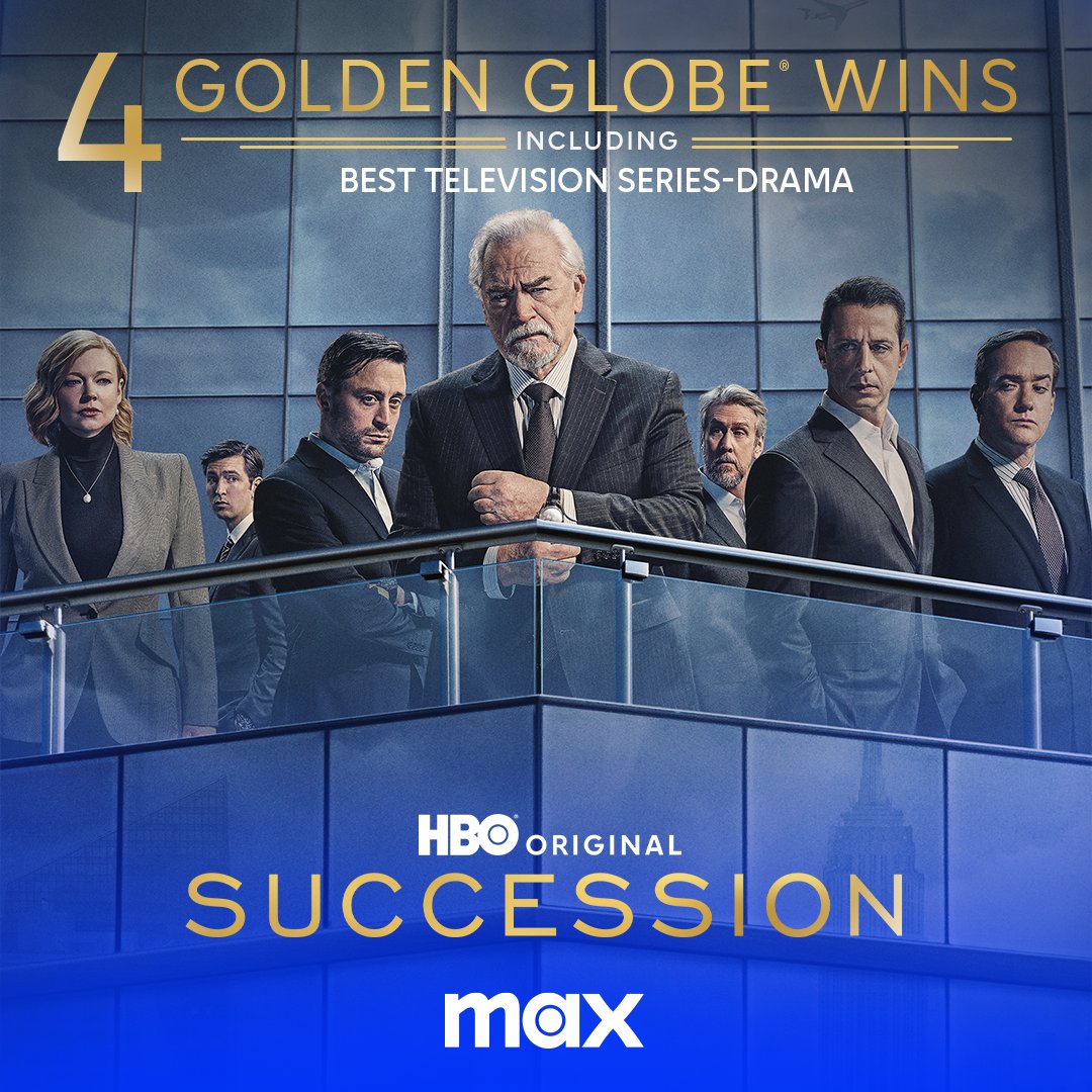 Congratulations to the cast and crew of HBO Original #Succession on their four #GoldenGlobe wins, including the award for Best Drama Series.