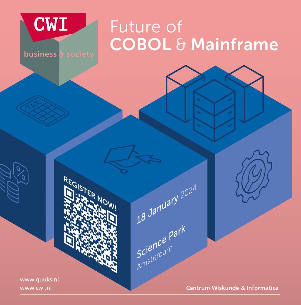superbol_studio's tweet photo. L'équipe est présente aujourd'hui à l'évènement "L’avenir du #COBOL et du mainframe aux Pays-Bas" organisé par CWI à Amsterdam Science Park. Notre engagement envers l'innovation et la technologie nous conduit à explorer les horizons prometteurs du COBOL et du mainframe.
@CWInl https://t.co/MLZPsLE8TD