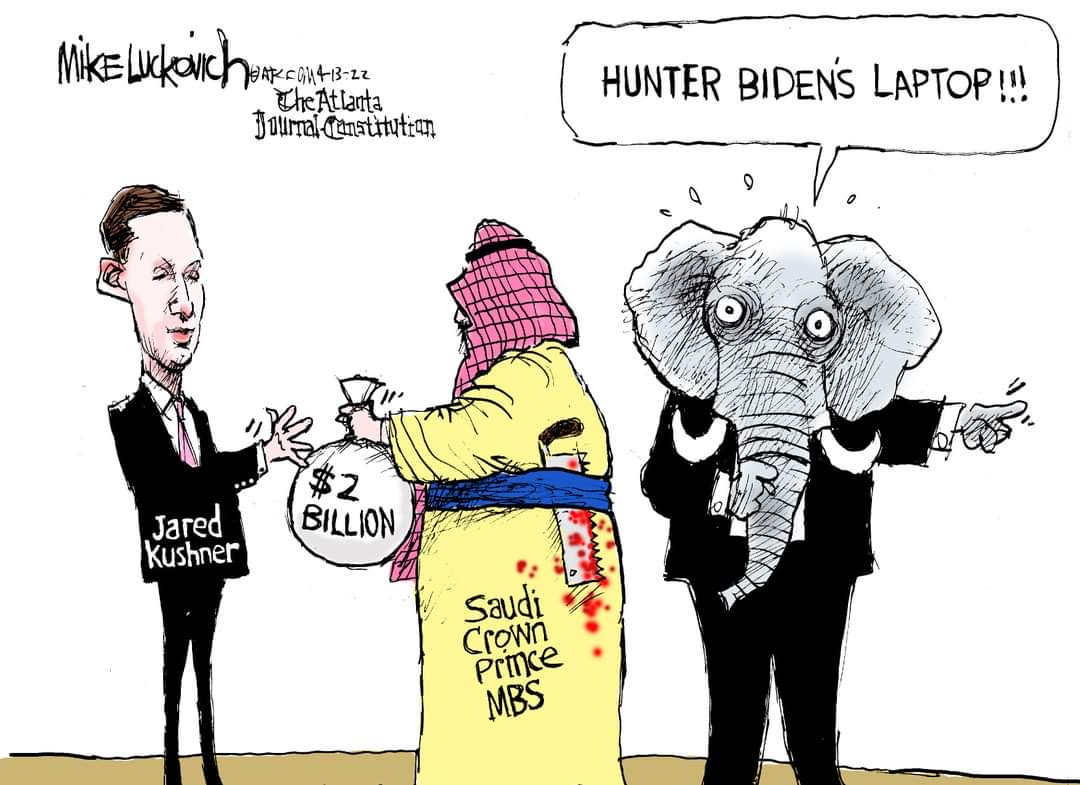 namwella1961's tweet photo. Jared Kushner tells people not to complain &amp; to work harder to achieve their dreams.

I see where Hunter Biden went wrong.  

He didn't dream of taking $2 Billion from the Saudi's or help steal classified docs to sell to the highest bidder.
#ProudBlue #TrumpForPrison2024 https://t.co/1k2sMEtzZu