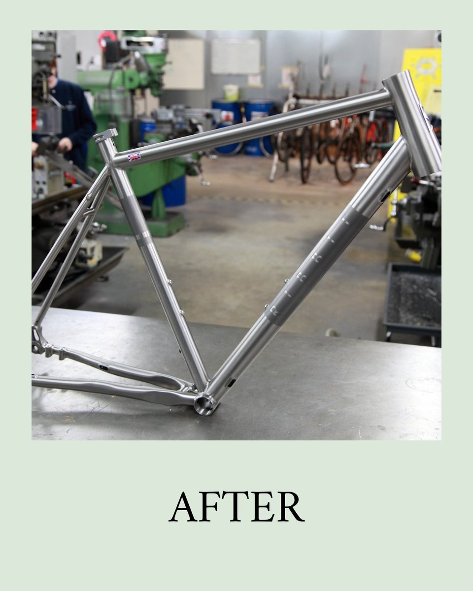 Enigmabikes's tweet photo. REPAIR & REFURB
Titanium Ribble frame from late last year after an unfortunate accident, necessitating a complete top tube replacement. We meticulously removed the damaged tube and seamlessly replaced it, maintaining the frame's original specification 👍🏼
#framebuilders https://t.co/x66JwE9lLB