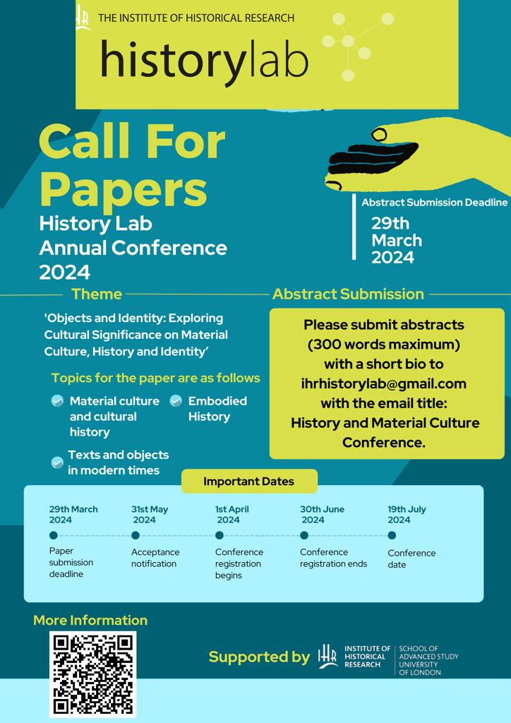 IHRHistoryLab's tweet photo. 📢 New call for papers for the History Lab's annual conference this July📢

Deadline for abstracts: 29th March 2024
#CFP #AcademicTwitter 

Here's the link for more information and to sign up: https://t.co/uBsDxohpXF

We can't wait to hear from you and see all your current work! https://t.co/cga868MwfQ