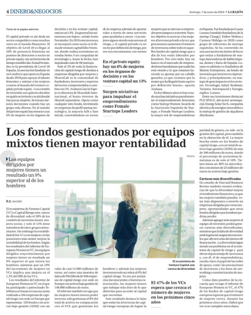 La brecha de género sigue presente en el capital riesgo (16% de socias) Sólo el 2% de los fondos invierte en proyectos liderados por mujeres Un 30% de las mujeres somos #businessangel (19% de 2019) Somos socias estratégicas apoyando a mujeres líderes #Entrepreneur #startups #ESG