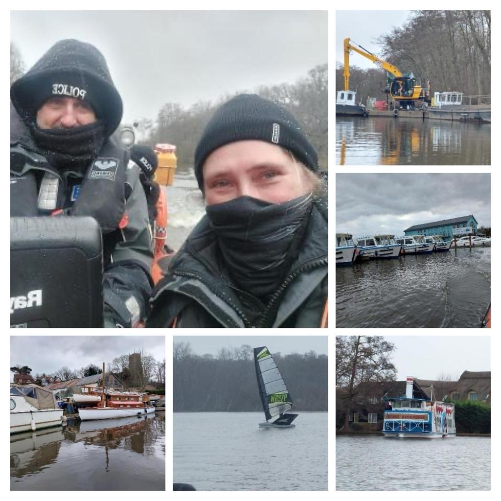 Sarah and Pete braved the cold weather to Patrol the Northern Broads today checking on Marine security, persons living on boats and the flooding situation. #Crimeprevention #Engagement