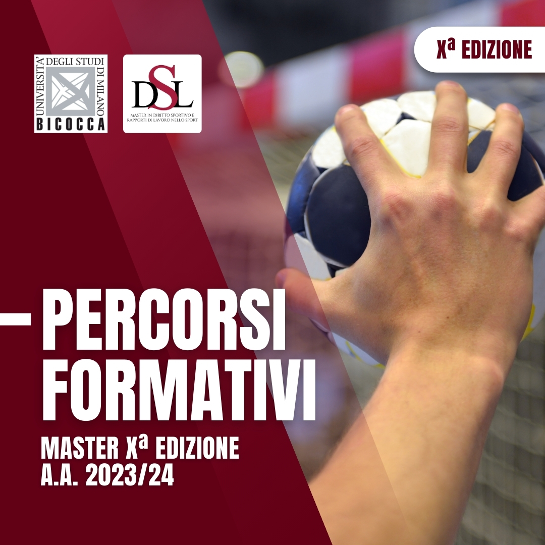 Il Master prevede 3 tipologie di percorso formativo:

▪ ISCRIZIONE COME ALLIEVA/ALLIEVO
▪ ISCRIZIONE COME UDITRICE/UDITORE
▪ INGLESE GIURIDICO SPORTIVO

Per maggiori info e contributi d'iscrizione: linktr.ee/masterdirittos…

<a href="/TizianaVettor/">Tiziana Vettor</a>
<a href="/unimib/">Università degli Studi di Milano-Bicocca</a>