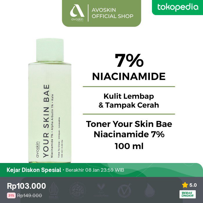 diskon 31% nih jadi Rp103.000. Cek di Tokopedia, deh. Bentar lagi diskonnya berakhir, lho!
*Jadi 73rb pake kupon beli lokal
Diskon avoskin toner 

Wts WTB 
tokopedia.link/BOWuAzsyLrb
