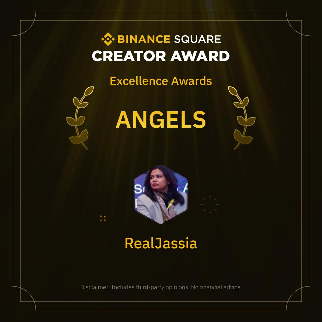 By the Grace of Allah Almighty I won 
#ExcellenceAwards for #ANGELS in #BinanceSquareCreatorAwards Alhamdulillah!

Happiness is when Efforts get Recognised 🔥
Thanks Binance! 

#BinanceCreator #Binance #BinanceSquare