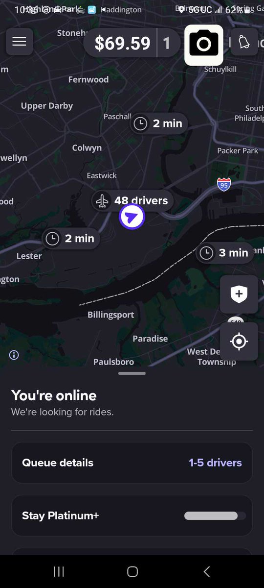 RationalDriver's tweet photo. PHL @lyft queue not moving.  Thanks for breaking a system that used to work fine, @davidrisher.  Been in the front of the queue, and not ONE request.  #lyft #rideshareslowdown https://t.co/E8rHrvUX3R
