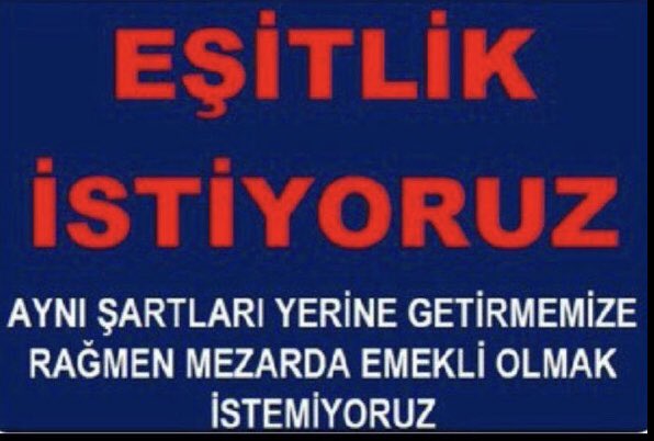 ademerkus43's tweet photo. #2000LereAcilEşitlik Eşit emeklilik herkesin hakkı @RTErdogan @Akparti @eczozgurozel https://t.co/6hCAOEwdQ0