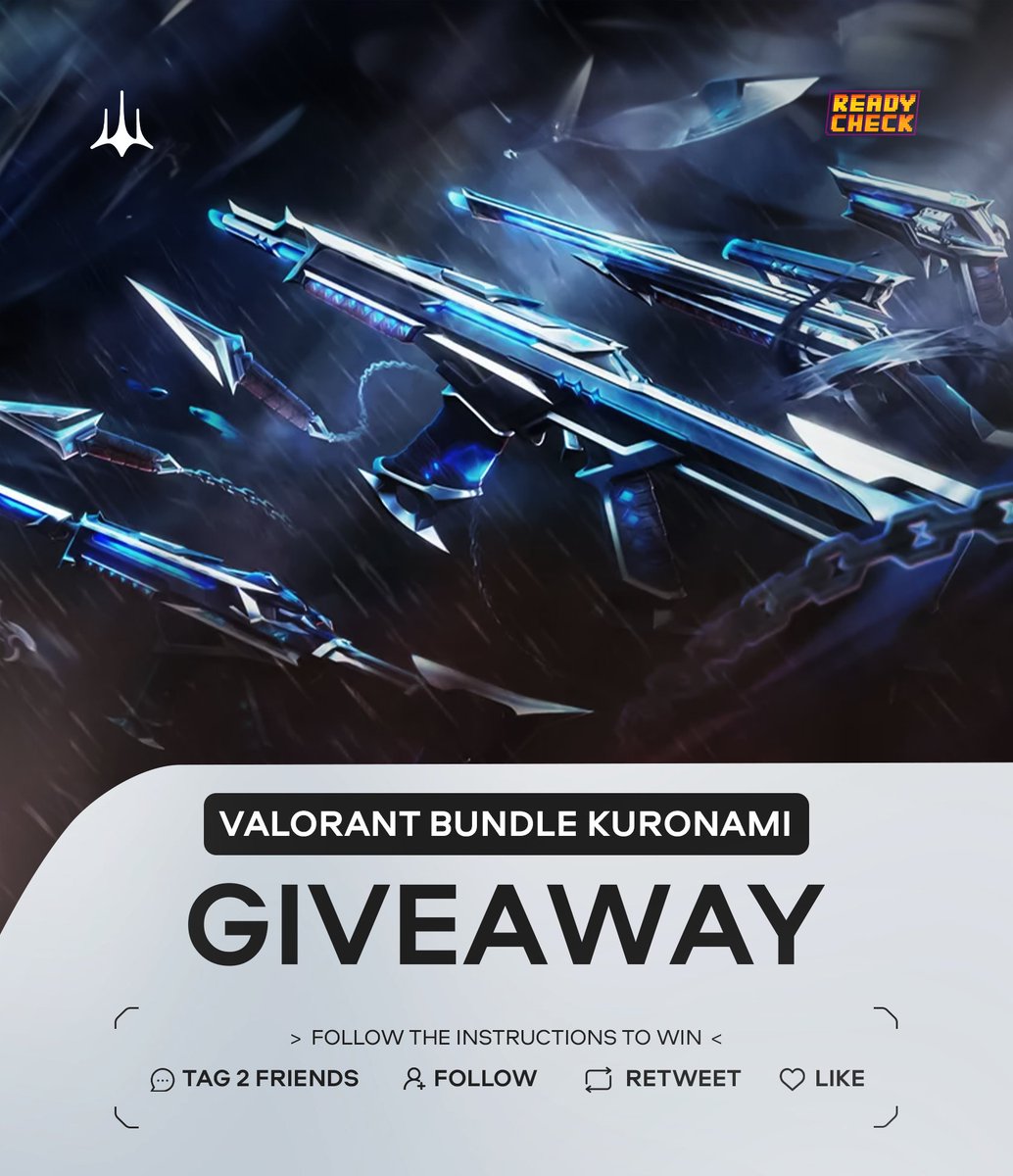 DsyreEsports's tweet photo. 🚀KURONAMI BUNDLE GIVEAWAY🚀

To apply:
1️⃣ Follow @DsyreEsports  &amp; @ReadyCheckGG 
2️⃣ Tag 2 friends
3️⃣ Like &amp; retweet

Winner will be announced in 1 week! https://t.co/0NkG08PlxI