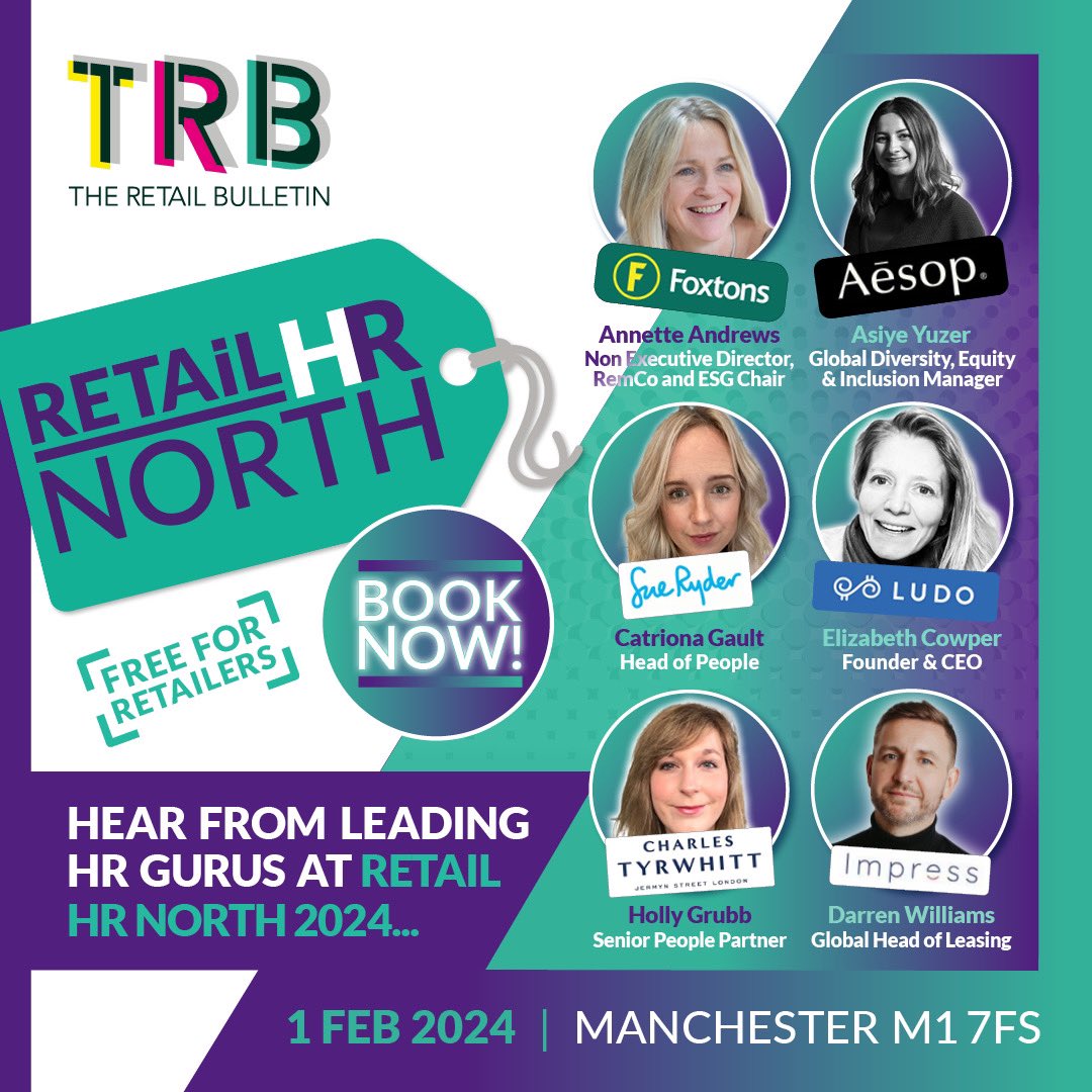 We’re thrilled to be coming to 
📍Manchester on 1 Feb for our brand new event ‘HR North’ 👥

If you’re in the area with a retail role focusing on talent, people and culture, hr, DEI or employee engagement - this is the event for you!

Book your free place:
theretailbulletin.com/retail-events/…