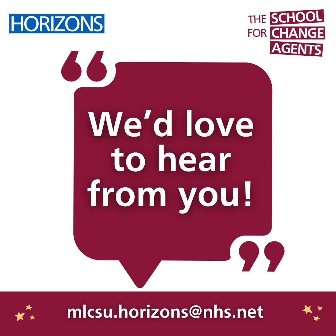 NHS Horizons (@horizonsnhs) on Twitter photo Taken part in the latest #S4CA ? Yes! Then we'd love to hear from you! ❤️
If you'd like to share your experience, can offer a case study or have a recommendation for someone we should ask, let us know in the comments down below or email mlcsu.horizons@nhs.net ! 👇✨ Taken part in the latest #S4CA ? Yes! Then we'd love to hear from you! ❤️
If you'd like to share your experience, can offer a case study or have a recommendation for someone we should ask, let us know in the comments down below or email mlcsu.horizons@nhs.net ! 👇✨