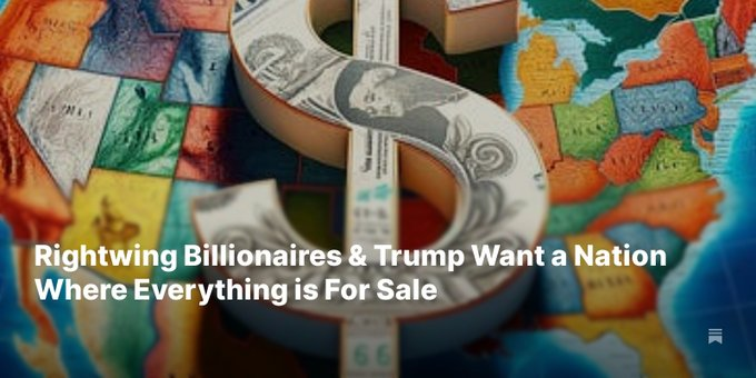 kpjpsp's tweet photo. Before #TFG, corruption: frowned on, & America was generally known for its lawfulness. #LawlessGOP: embraced corruption. TFG/his fellow RW billionaires have a plan for the US -turn the US into a country of paupers, where bribery is common & the wealthy can get away with anything: https://t.co/6GWzPsF1F7