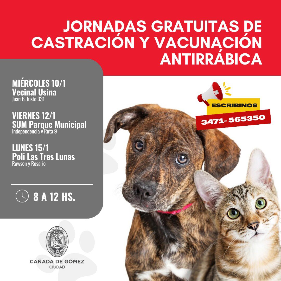 🐶🐱Continuamos con el Programa de Equilibrio Poblacional. ✅ Agendá las próximas fechas.
