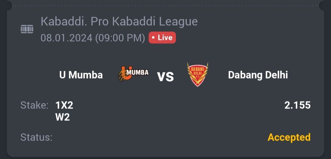 A3RBET's tweet photo. Kabaddi - Pro Kabaddi League
🤼 Dabang Delhi K C ML
🔖 2.15
💵 10 Units
#GamblingTwitter #SportsBetting #TeamParieur #SportsBet #Betting #FreePicks #A3RBET #SportsBettor
#ProKabaddi #PKL #Kabaddi #ProKabaddiLeague #PKLSeason10 #10PKL #MUMvDEL #DDKC #UMumba #mumba
Like + RT https://t.co/yknXU3z7Xs
