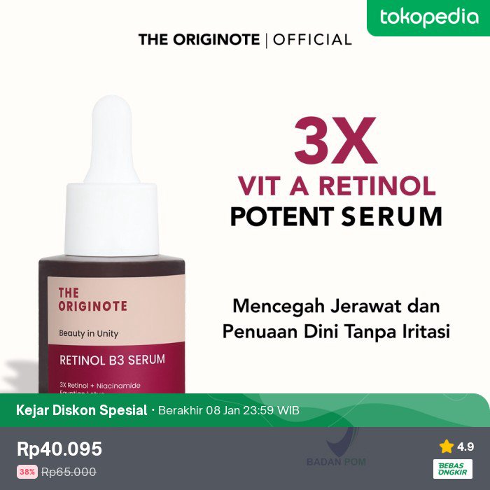 Ada diskon 38% nih jadi Rp40.095. Cek di Tokopedia, deh. Bentar lagi diskonnya berakhir, lho!
*Tambahan diskon30% pake voc beli lokal

Wts WTB originote retinol serum
tokopedia.link/8onIjHnccGb