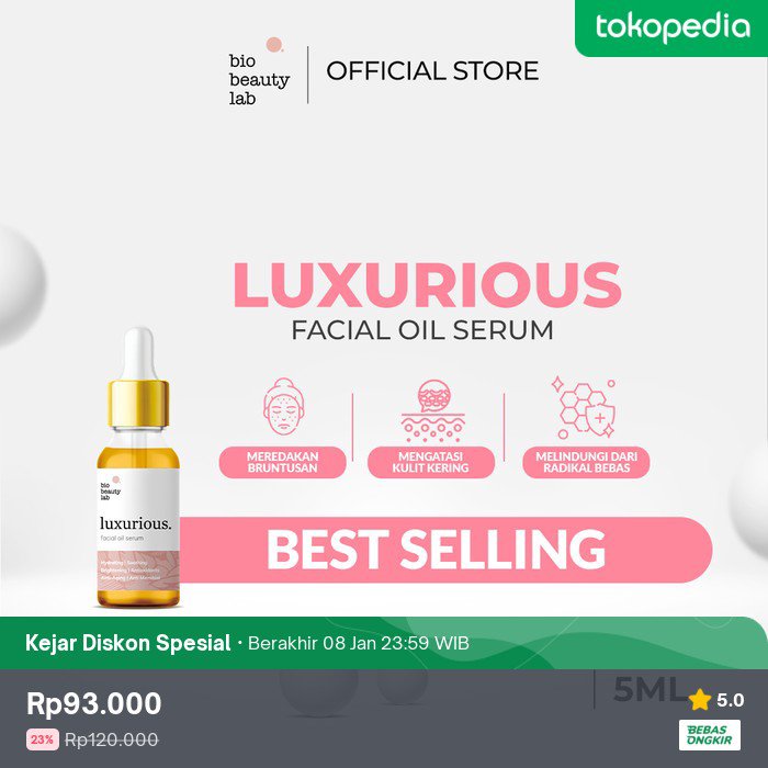 Ada diskon 23% nih jadi Rp93.000. Cek di Tokopedia, deh. Bentar lagi diskonnya berakhir, lho!

Wts WTB bio beauty lab facial oil
tokopedia.link/Yda1aLrccGb
