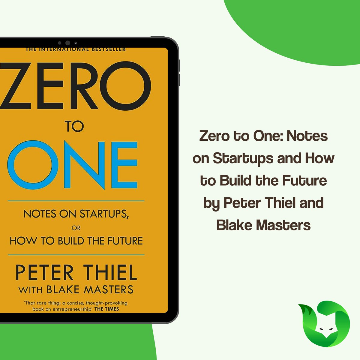 Greenfox_app's tweet photo. Book recommendation 📚🌿
Zero to One: Notes on Start Ups, or How to Build the Future by Blake Masters

#GreenFox #bookrecommendations #book #sustainability #carbonemissions #climatechange https://t.co/dS1sr0YFGa