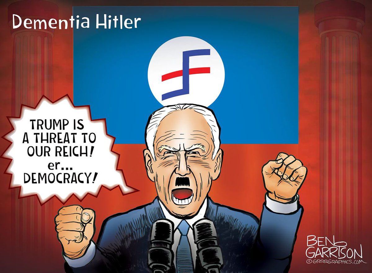 FarmGirlCarrie's tweet photo. Biden demonizes MAGA-minded Americans
 just like Hitler did with the Jews! 
#FJB 
@GrrrGraphics https://t.co/UWlEyfbcWK
