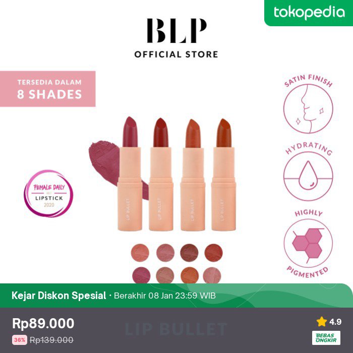 Ada diskon 36% nih jadi Rp89.000. Cek di Tokopedia, deh. Bentar lagi diskonnya berakhir, lho!
*Diskon 30% pke voc beli lokal

Wts WTB blp lip bullet
tokopedia.link/USZjHRuccGb