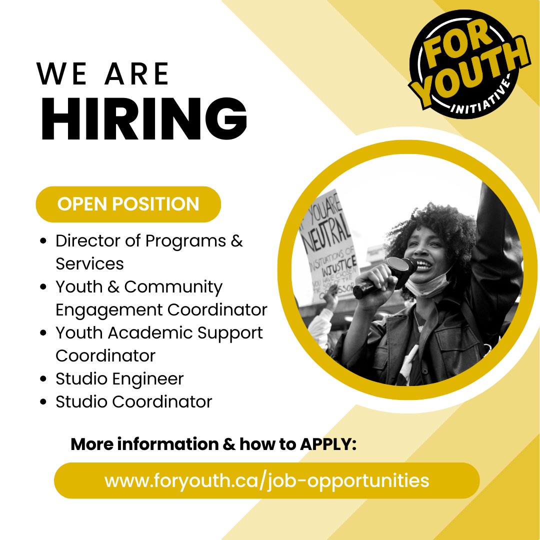 FYIinTO's tweet photo. WE ARE HIRING for many new positions this year - APPLY NOW. 🙌
Join us and make a long-lasting impact on the lives of youth in our communities.🤝 For more information head to: https://t.co/RArTTJdC9c

#charityjobs #nonprofitjobs #socialimpactjobs https://t.co/Tc3fxwiju5
