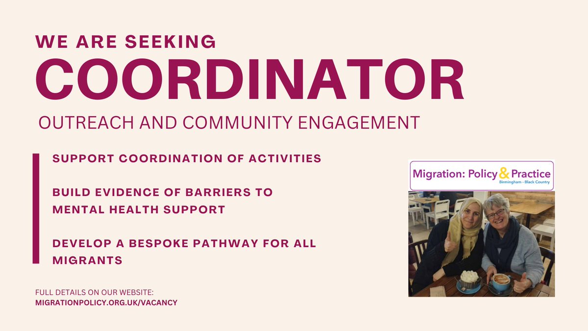 We are currently recruiting a coordinator to support our work. For more details, and to download an application pack, go to: migrationpolicy.org.uk/vacancy/