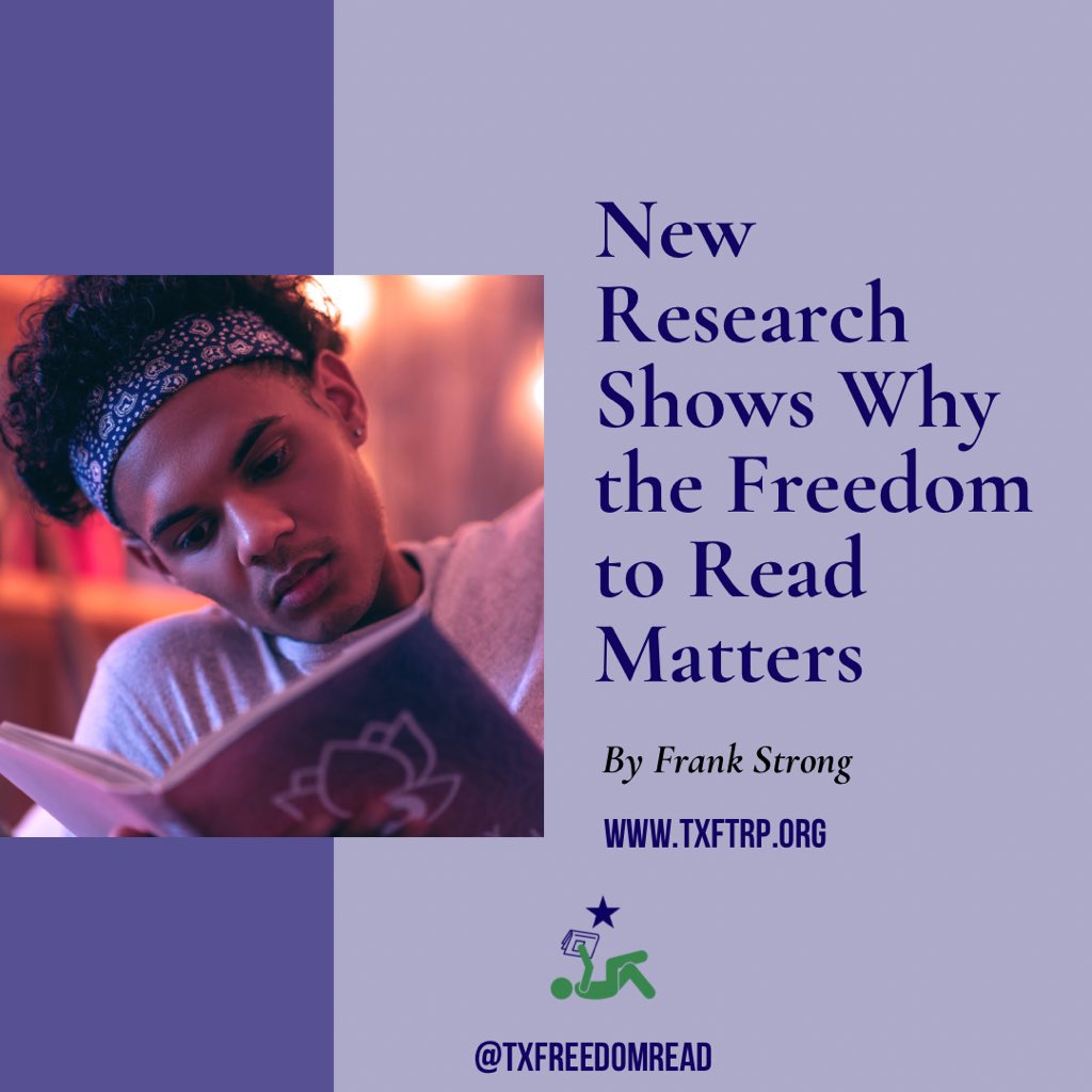 TXFreedomRead's tweet photo. Those who advocate FOR censorship of books that contain themes they deem “harmful” say they hurt students & negatively affect the parent-child relationship. Research by Johnston & Ivey suggests the opposite. Read more in our latest post by @frankstrong
https://t.co/8hDjt3WNpX https://t.co/MwbOgdw2MJ