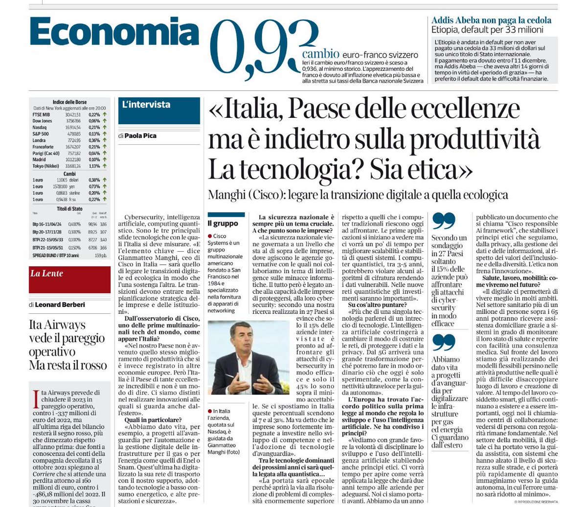 In una chiacchierata con @paolapica del @Corriere ho parlato delle sfide tecnologiche che l’Italia si troverà ad affrontare in questo 2024 e oltre. #IA #quantum #cybersecurity