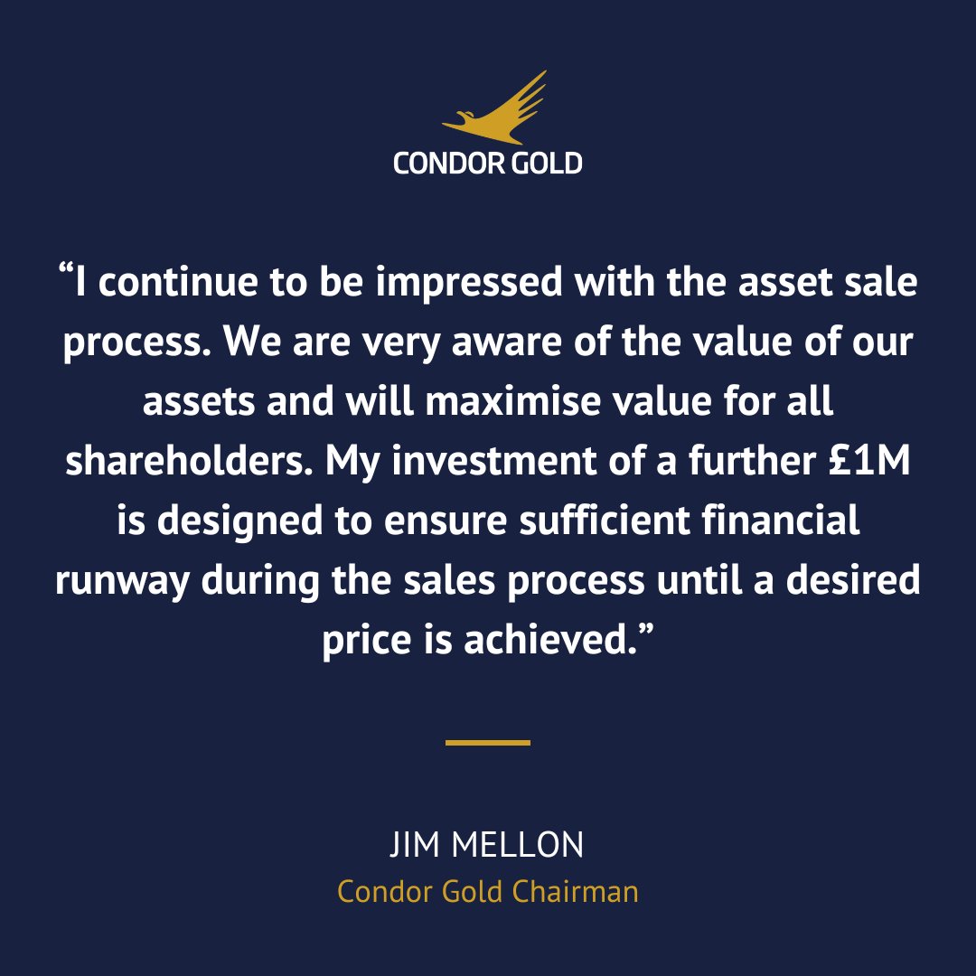 CondorGoldplc's tweet photo. Hello, 2024! 👋

The Condor Gold team will continue to prioritize the asset sale process to maximize value for all shareholders.

Stay tuned for progress updates.

$CNR $COG #CNR #COG #Mining https://t.co/wLiffyMIXG