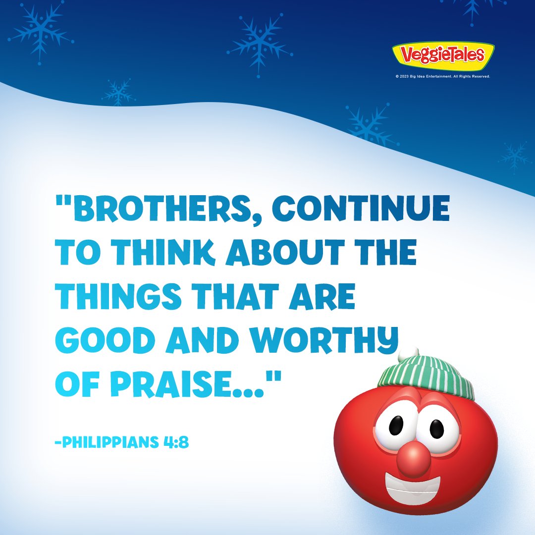 VeggieTales's tweet image. There is always a reason to praise Him! What is something you're thankful for today? Let us know down below! 

#VeggieTales #BibleVerse