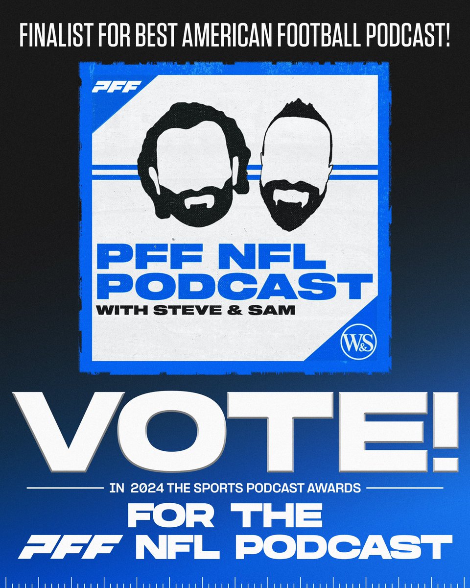 Congrats to my guys @PFF_Steve and @PFF_Sam. Please consider them with your vote. 🏉🥂 sportspodcastgroup.com/sports_categor…