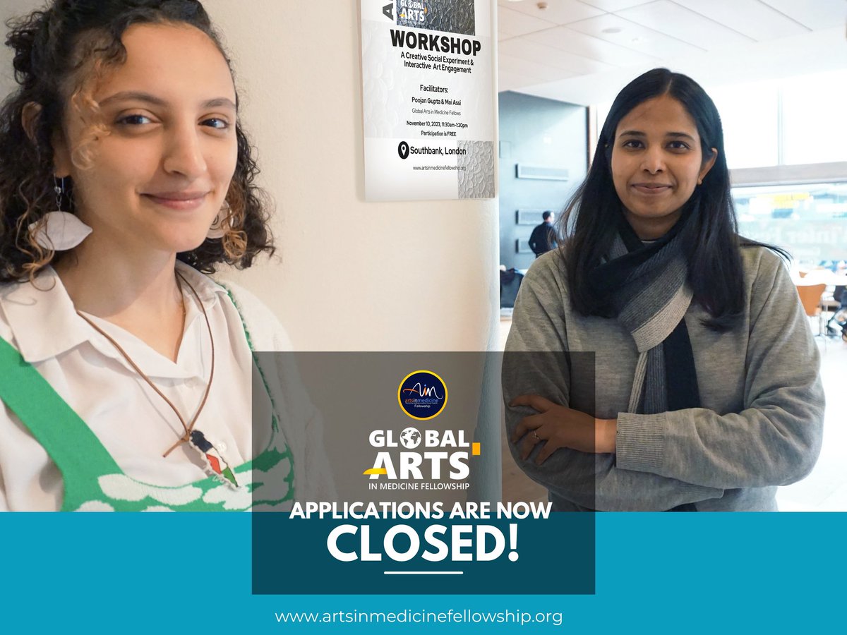 GAIMF Applications are now closed! 

Thanks to all applicants from over 30 countries across the world 🌎. 

Be on the lookout for your application status shortly. 

#GAIMF2024 #Cohort6 #globalartsinmedicinefellowship #Artsinmedicine #artsinhealth