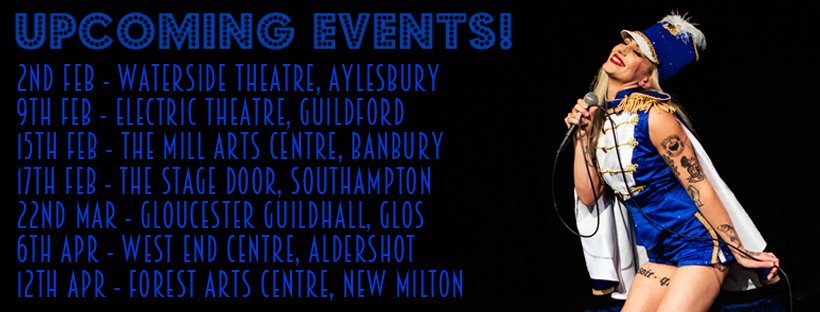 100WattClub's tweet photo. We have some stellar burlesque events coming up in the next few month, to blow away the winter blues! Next month:
2nd Feb @TheWaterside1 #Aylesbury
9th Feb @ElectricTheatre #Guildford
15th Feb @TheMillBanbury #Banbury 
17th Feb @TheStageDoorSO #Southampton 

Links in comments! https://t.co/QQmgqM51H8
