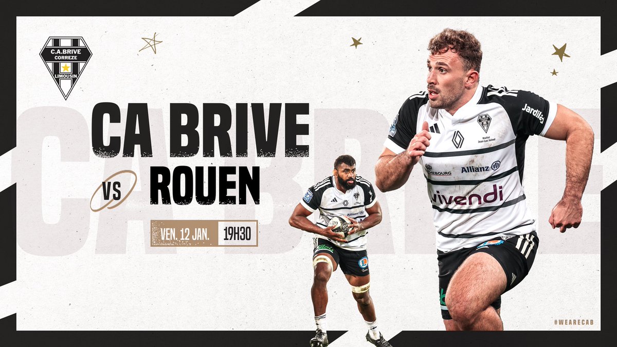 CABCLRUGBY's tweet photo. 𝐕𝐞𝐧𝐝𝐫𝐞𝐝𝐢 𝐚̀ 𝟏𝟗𝐡𝟑𝟎, les Noir &amp; Blanc accueillent @RouenNdieRugby 💥
On se donne rendez-vous au Stadium pour débuter le week-end ?

𝐕𝐨𝐬 𝐩𝐥𝐚𝐜𝐞𝐬 🔛🎟️ https://t.co/yt1jvJ204e

#WEARECAB https://t.co/GgUdu4nUxy