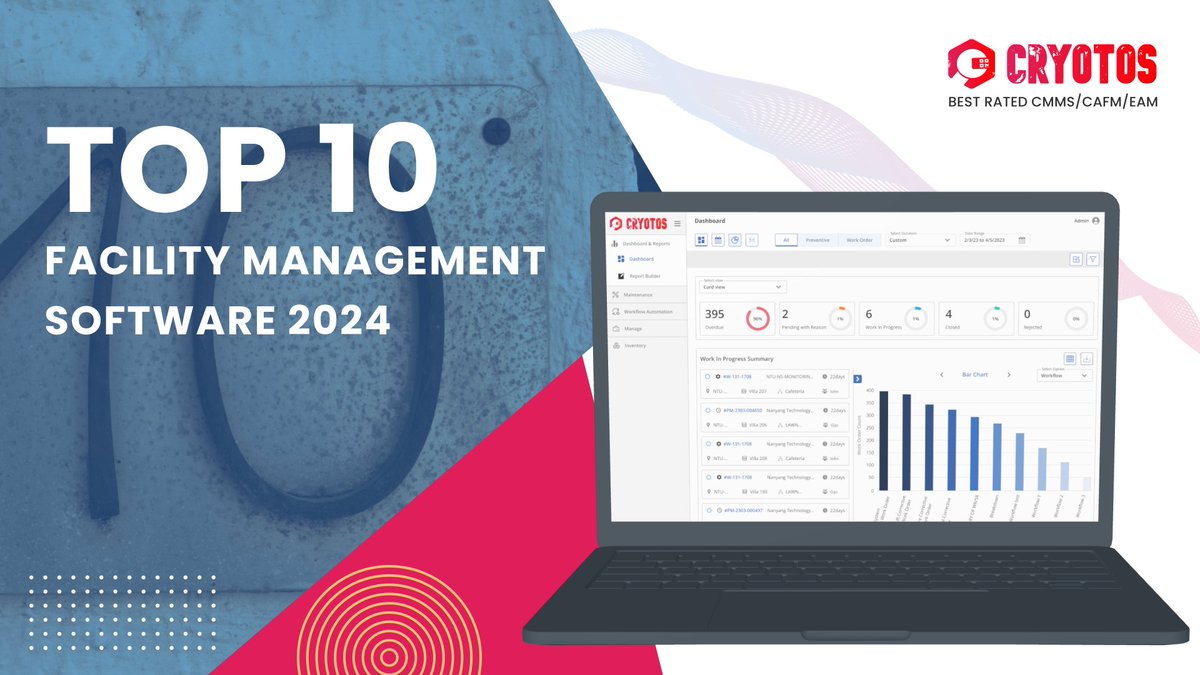 shorturl.at/atxCQ - Our latest blog post on #Cryotos unveils the Top 10 Facility Management Software of 2024, a curated list that promises to transform how you manage your facilities. #facility #facilitymanagement #fms #fmssoftware #spacemanagement #buildings #workorders