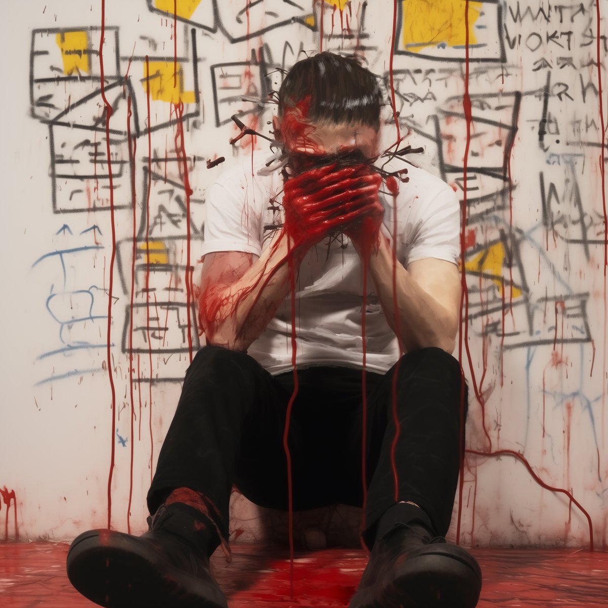 pugilatpugilat's tweet photo. She made me swear not to hit him.
(100,33 x 100,33 photoshop, love and resentment)
#antiart #art #paintings #drawings #originalart #humanpainting #OC #neoexpressionnism #infrarealism #postsurrealism https://t.co/UKLCdIdXNw