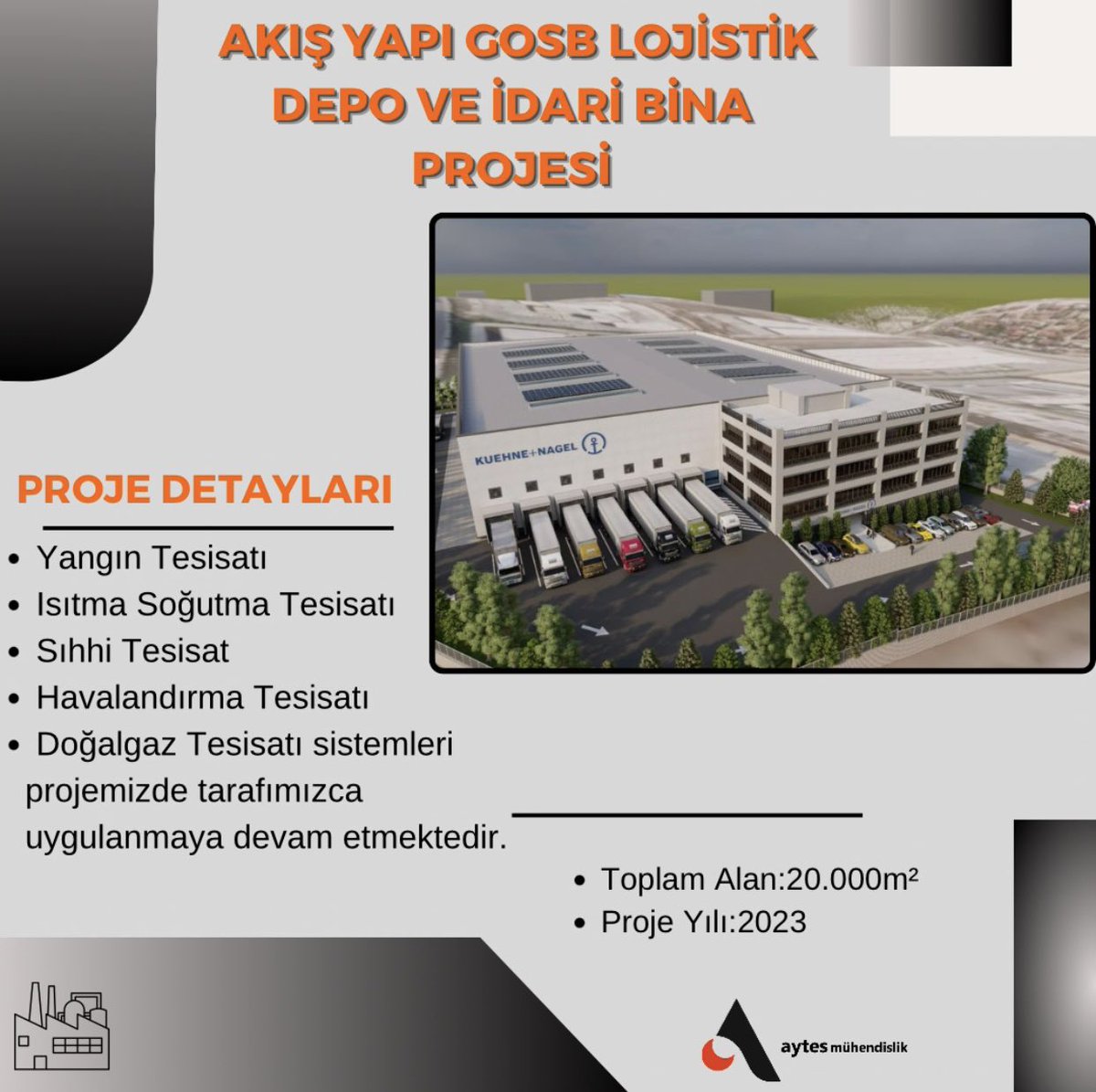 Kocaeli-Dilovası ilçesinde bulunan 20.000 m²   Lojistik Depo ve İdari Bina projemizde faaliyet göstermiş olduğumuz hizmetleri uyguluyoruz.

Proje Tarihi: 2023
Proje Tipi:Depo/İdari Bina
Alan: 20.000m²
İşveren: Akış Yapı