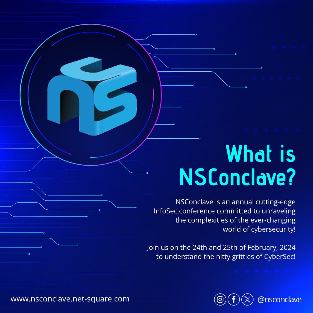 NSConclave Ahmedabad is back for its 3rd chapter, bringing you the latest in infosec research. 🔐🔥

#NSConclave2024 #CyberSecurity #infosec #conference #NSConclave 

🌐 For More Info : nsconclave.net-square.com