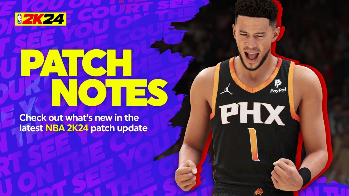 NBA2K's tweet image. 📣 New patch for #NBA2K24 is live now!

Full notes here: 2kgam.es/3S8WvIN

⚙️ Preparations for Season 4 launching this Friday
⚙️ Reduced effectiveness of “Cut to Basket Pass”
⚙️ Fixed an issue causing camera to be briefly blocked during jump ball situations in REC games