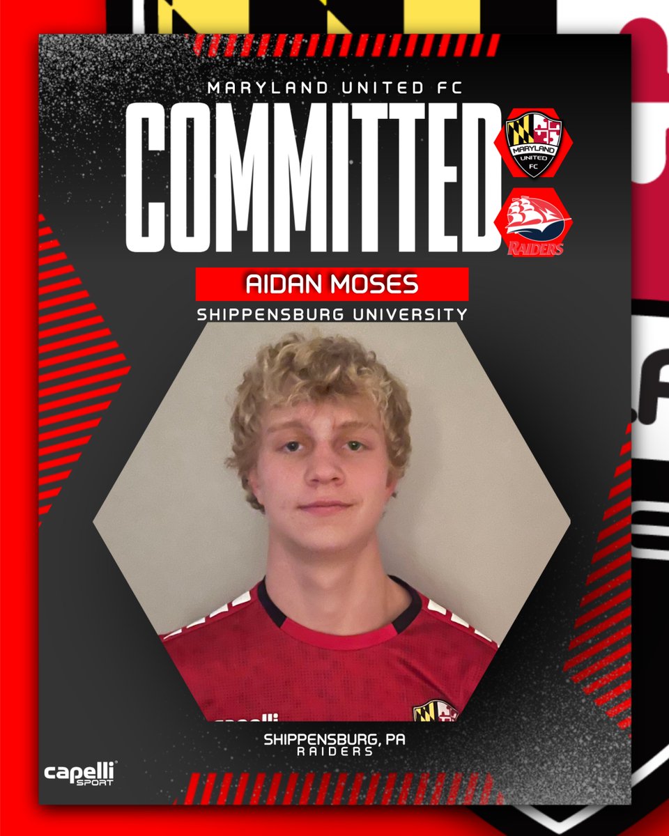 📣 College Commitment Alert! 📣 We are thrilled to announce that Aidan Moses, class of ’24, has committed to playing soccer at Shippensburg University! ⚽️🎓  🙌👏 Get ready to light up the field as a Raider! 🔴⚪️🔵🔥 #commitment #courage #passion #MarylandUnitedProud