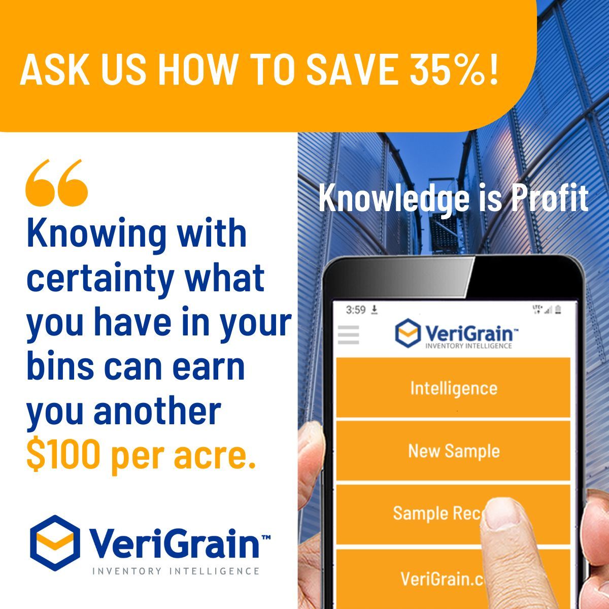 verigrain's tweet photo. See our award-winning AccuSample™ ULTRA MT in action! 💥 
Visit @WCCPS_SK Booths #156 &amp; 157 from Jan 9 - 11. Knowing exactly what's in your bins can earn you an extra $100 per acre. Save 35% when you order a ULTRA MT package at #WCCPS24: https://t.co/9teeIUGkss 

#VeriGrain https://t.co/4WbhUyJgHU