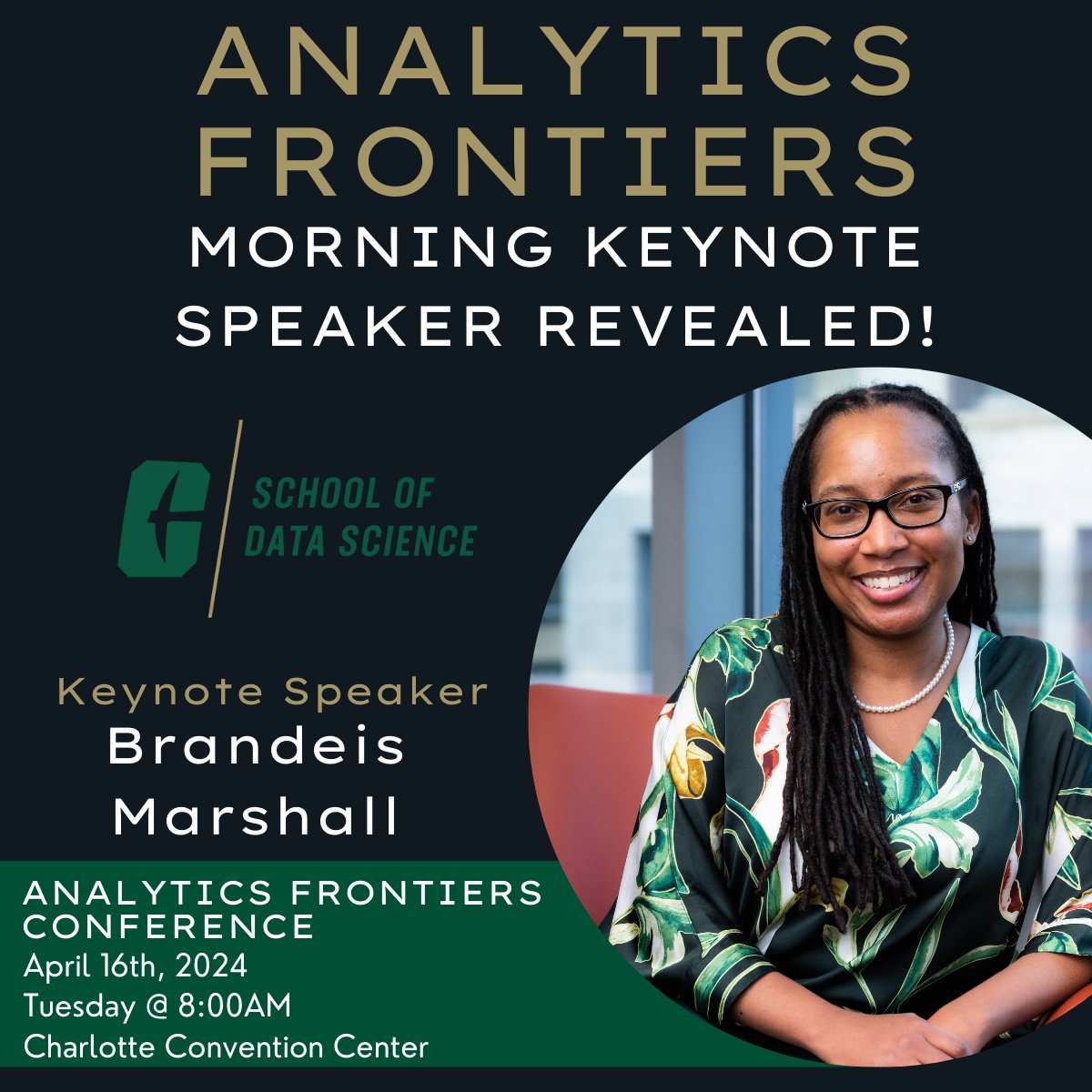 CLTDataScience's tweet image. Excited to announce Brandeis Marshall as the keynote speaker for #AFC2024 on 4/16! 🌐🔍 Join us as she delves into the impacts of generative AI on communities and industries, emphasizing equitable access and privacy. 🚀 Tickets available January 17th at brnw.ch/21wFTAP.