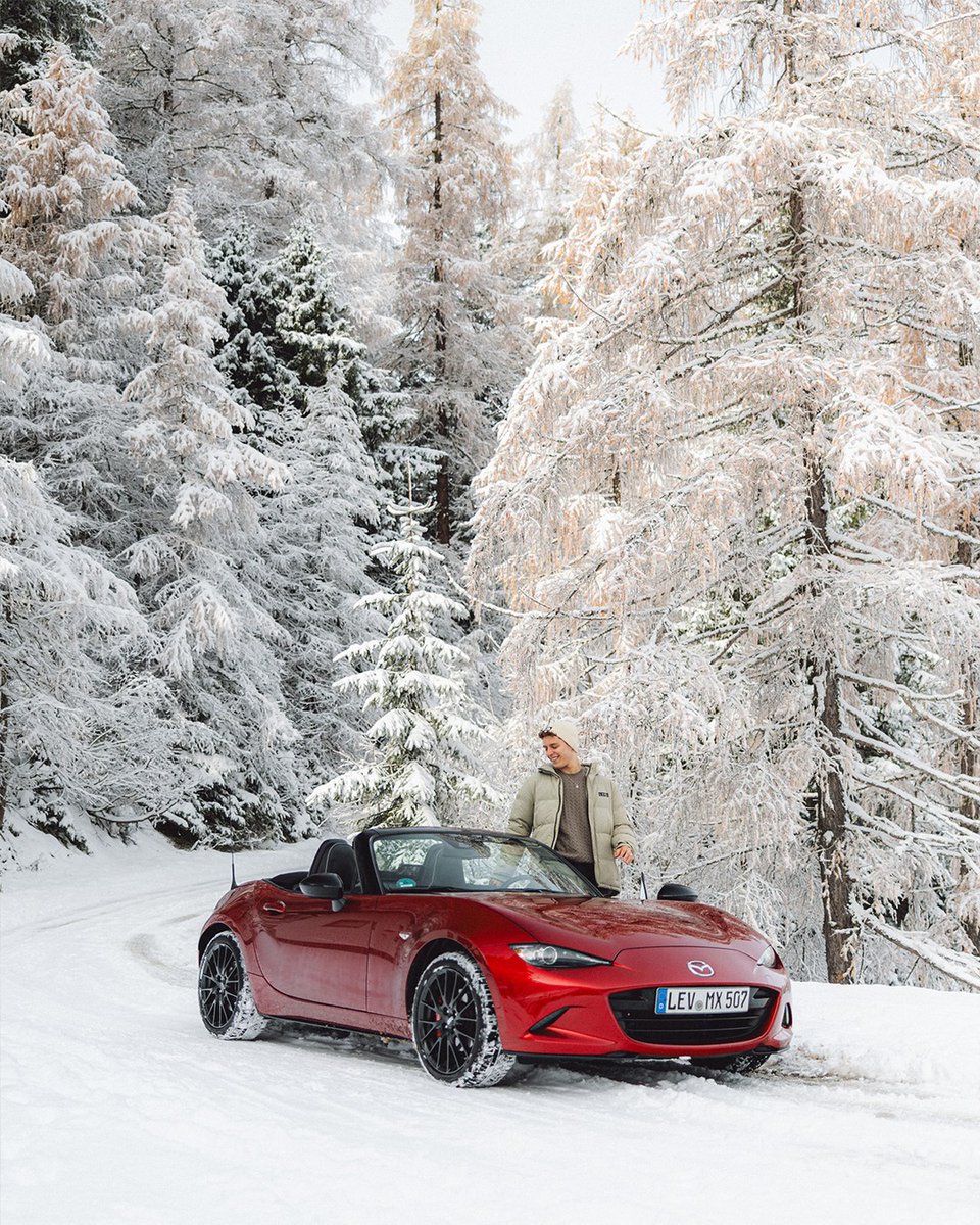 Enjoy the Winter with a drive through the snow-kissed landscapes in the #MazdaMX5.